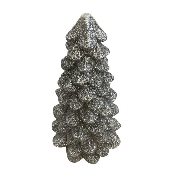 34TH & PINE Silver Glitter LED Christmas Tree Candle  Light Up Holiday Decor NEW - Picture 4 of 10
